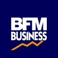 Logo BFM BUSINESS : texte blanc « BFM BUSINESS » sur un graphique orange ascendant, le tout sur fond bleu foncé.