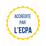 Logo : « Accrédité par L'ECPA » en texte bleu foncé au-dessus d'un emblème bleu et blanc.