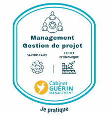 Sceau bleu foncé et blanc : texte « MAÎTRE PRATICIEN PNL ».