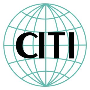 Logo CITI : Texte noir « CITI » superposé à un globe de couleur turquoise.