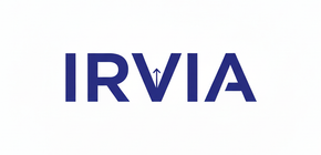 Le mot « IRVIA » en caractères bleu foncé, avec une flèche pointant vers le haut à travers le « V ».