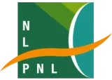Logo avec l'inscription « NL PNL » en blanc dans un carré vert foncé, une forme turquoise et une vague orange.