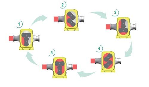 Schéma fonctionnement pompes à lobes