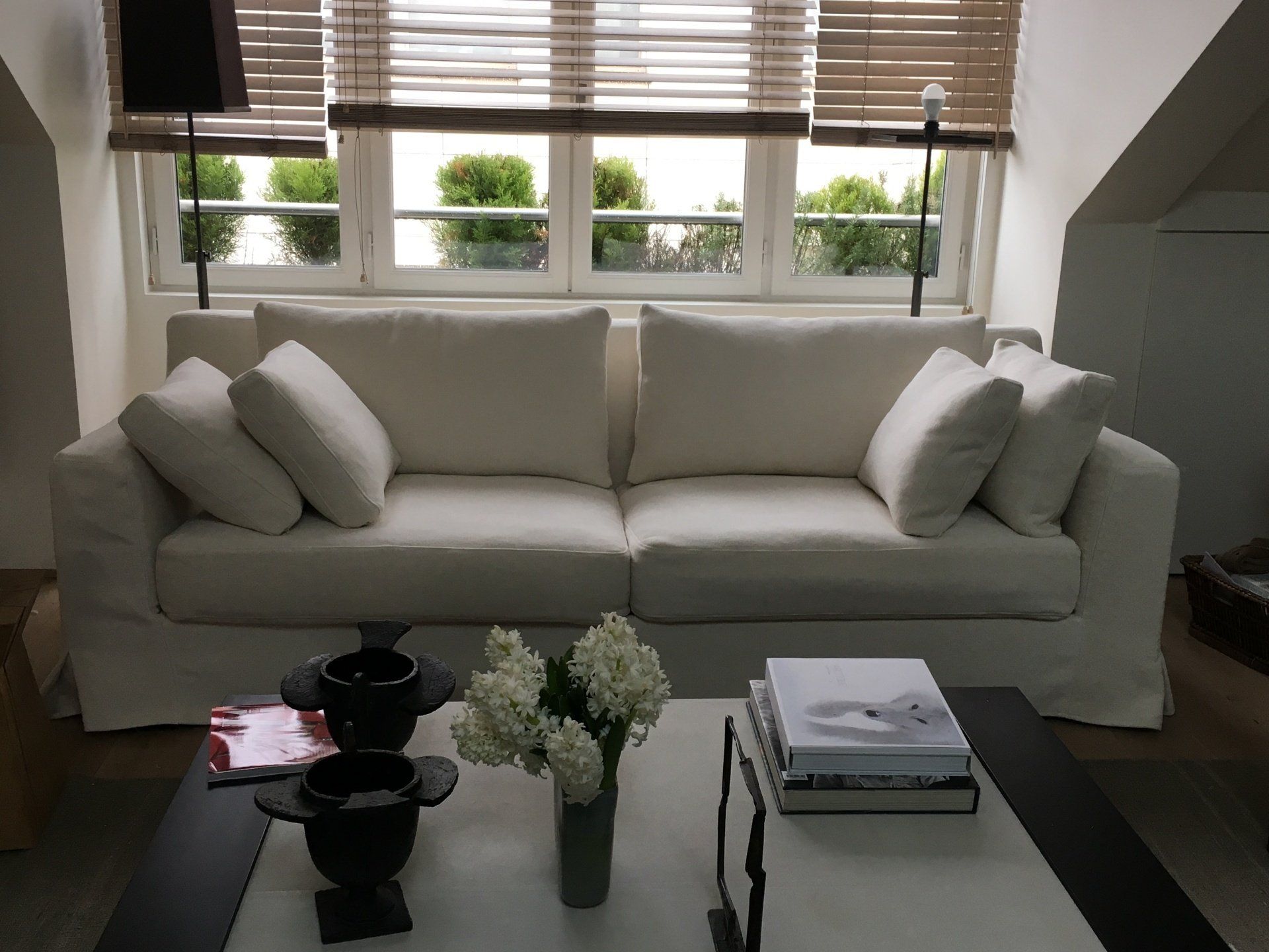 Canapé blanc avec des coussins