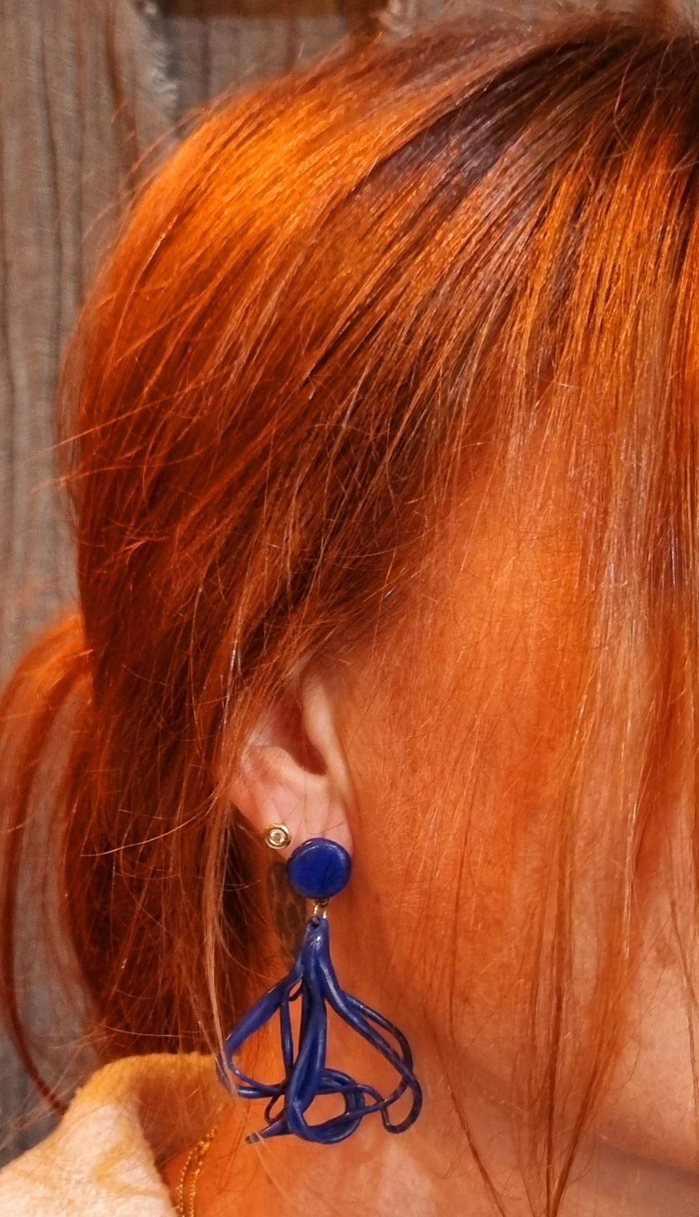 Boucles d'oreilles bleu pieuvre
