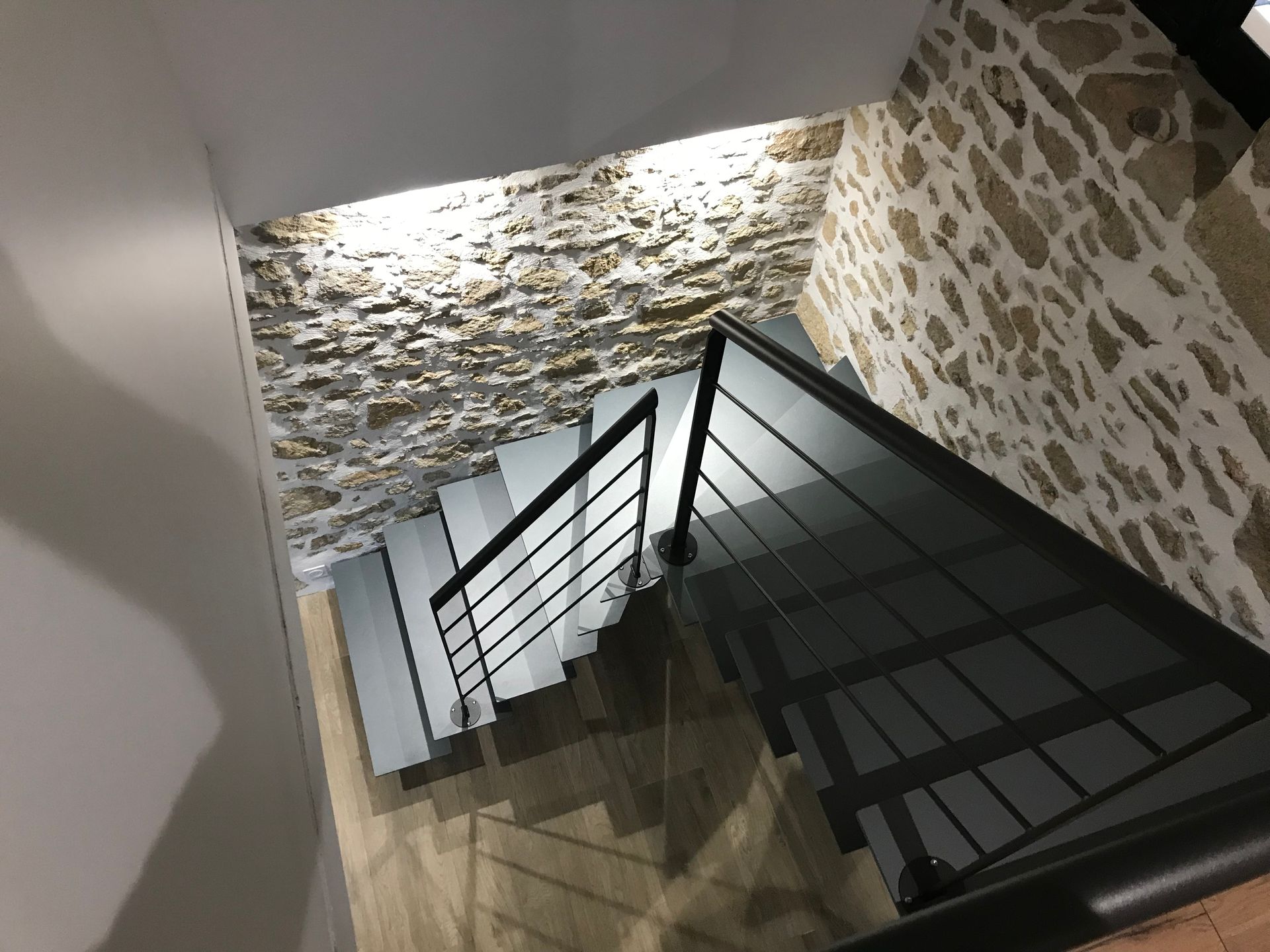 Escalier avec angle vu du haut 