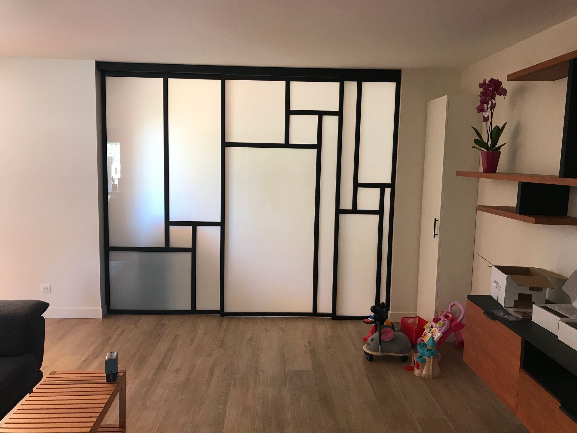 Porte verrière vitrage opaque RB Projet Métal