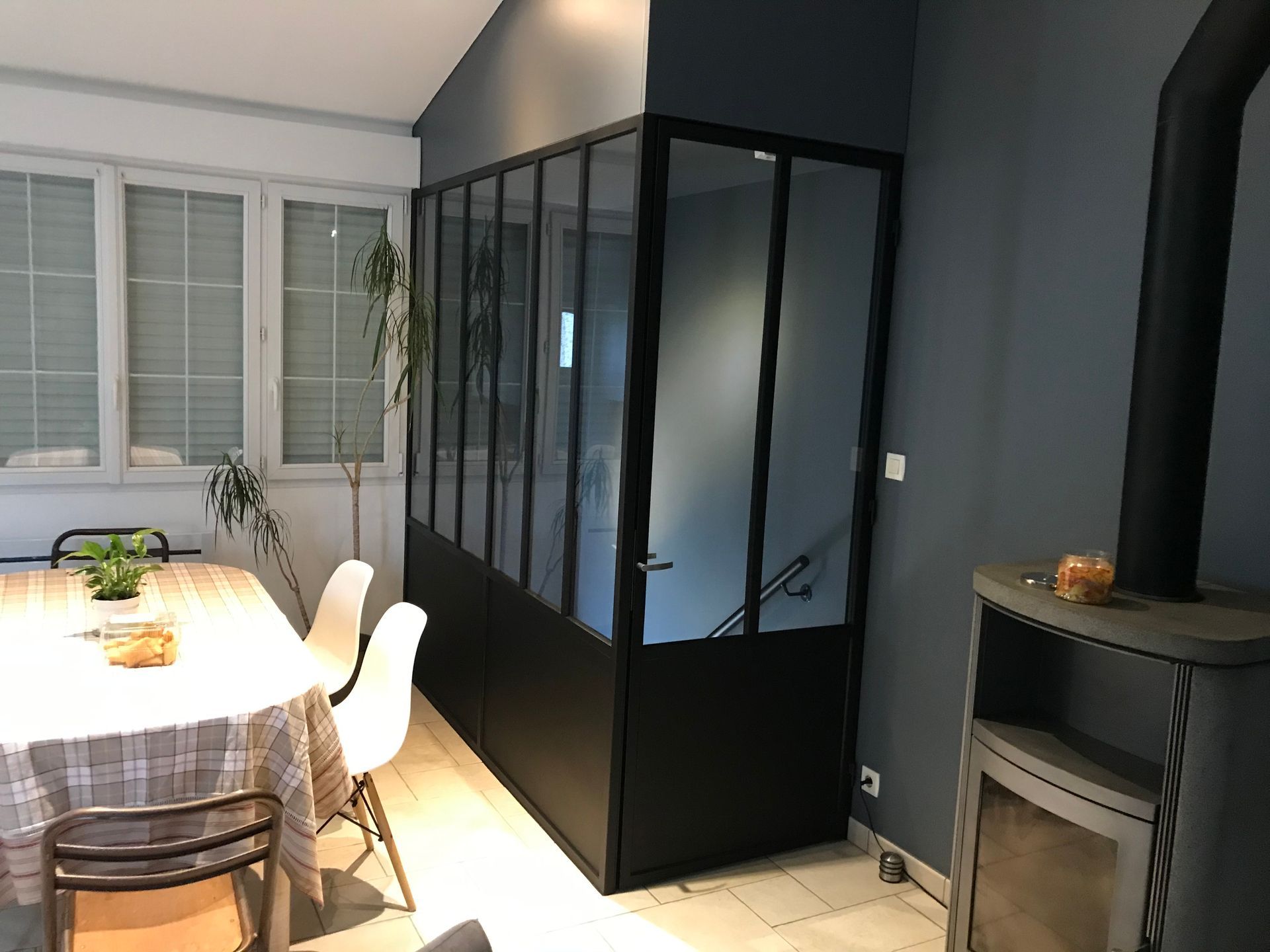 Verrière cage d'escalier avec porte RB Projet Métal