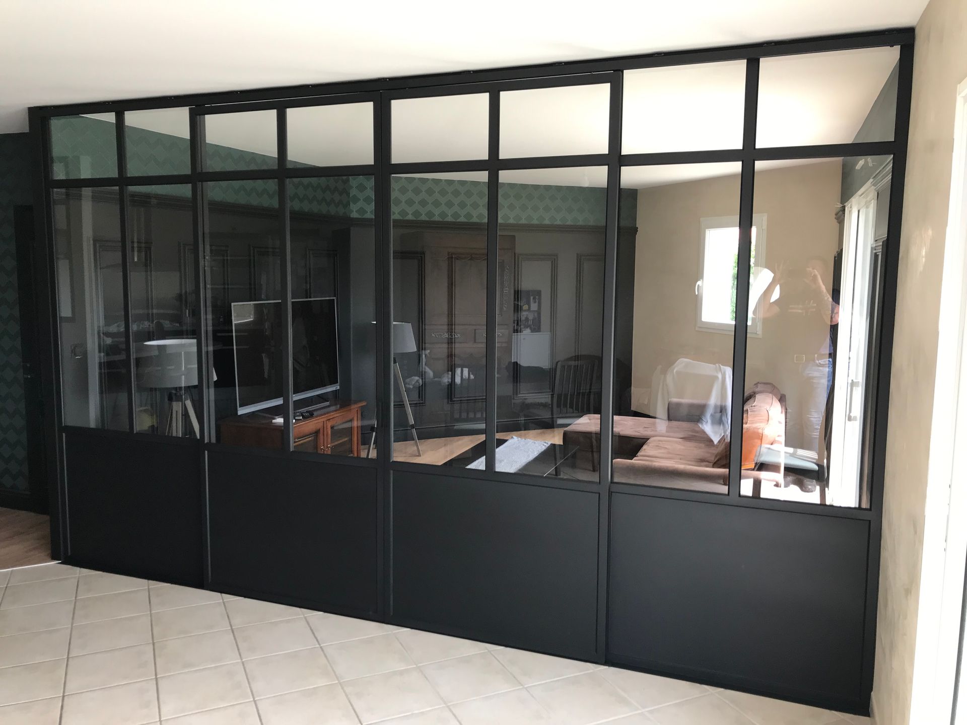 Verrière  de sépartion avec portes coulissantes RB Projet Métal