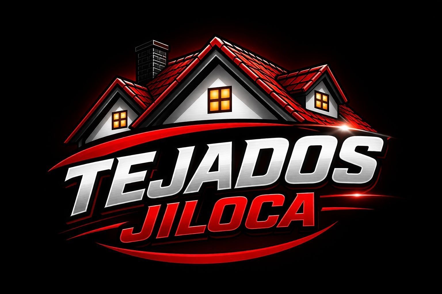 Un icono de una casa estilizada de color rojo sobre el texto blanco y rojo 