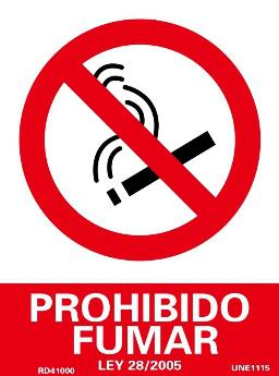 Un cartel que dice prohibido fumar.