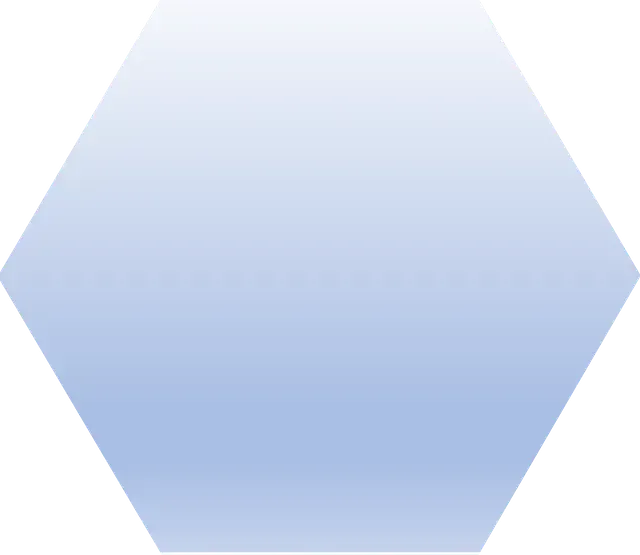 Un hexágono azul con un degradado blanco sobre un fondo blanco.