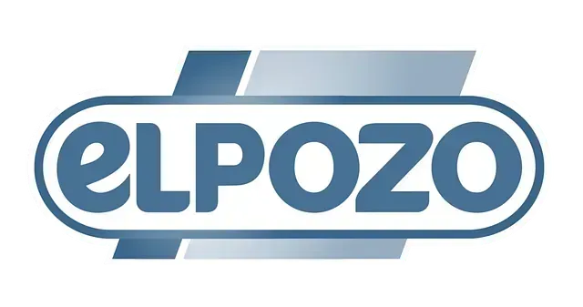 Un logotipo de Elpozo azul y blanco sobre un fondo blanco.