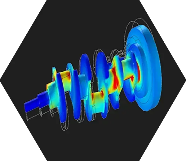Una imagen generada por computadora de un cigüeñal sobre un fondo negro.