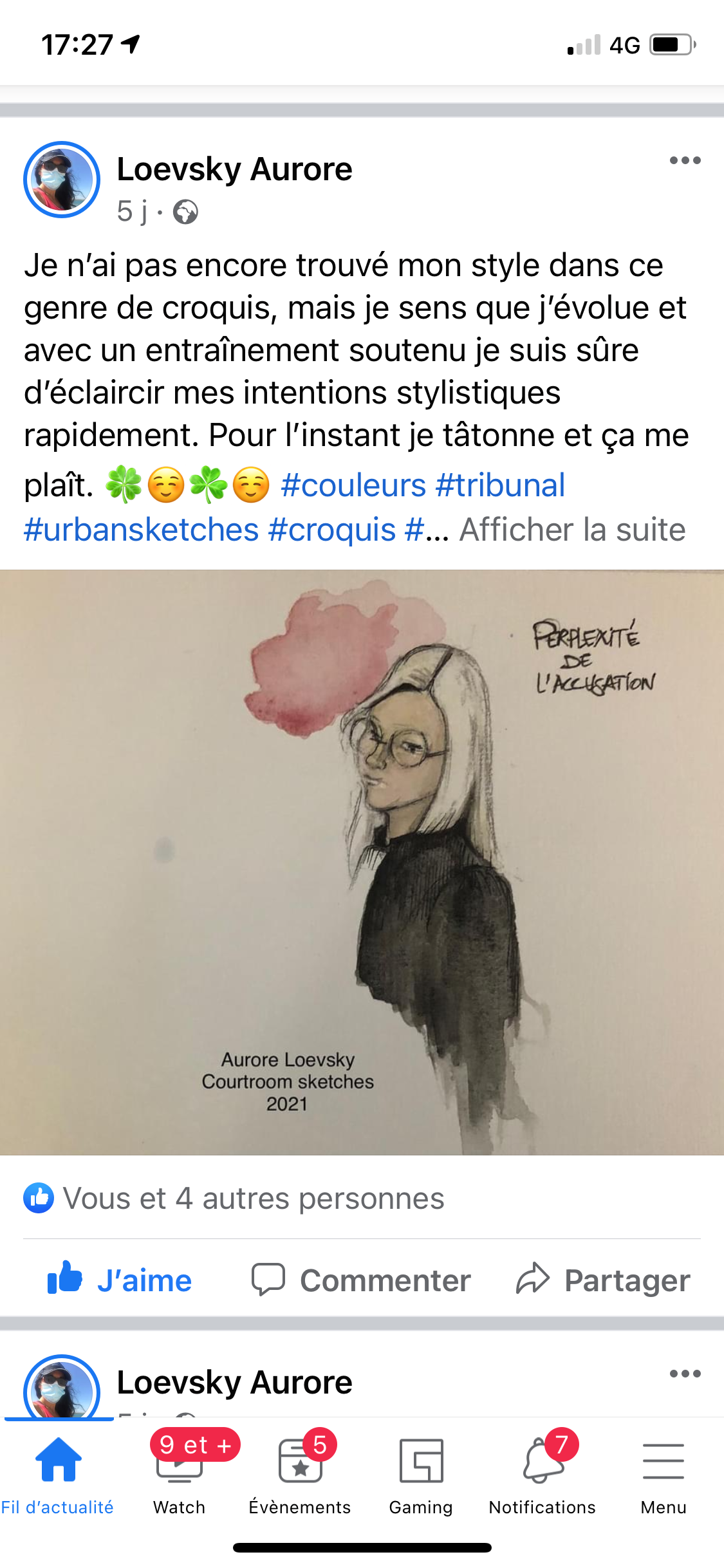 Croquis d'audience représentant Me Pechevis