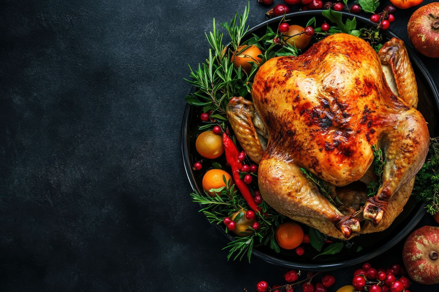 Poulet braisé avec assortiments de légumes et feuillage décoratif