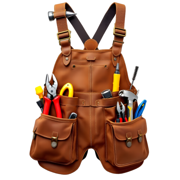Une salopette avec des outils.