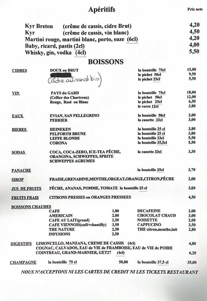 Les apéritifs : boissons