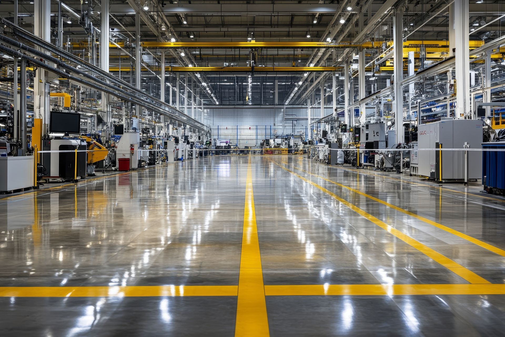 Sol sur chape ciment dans une usine