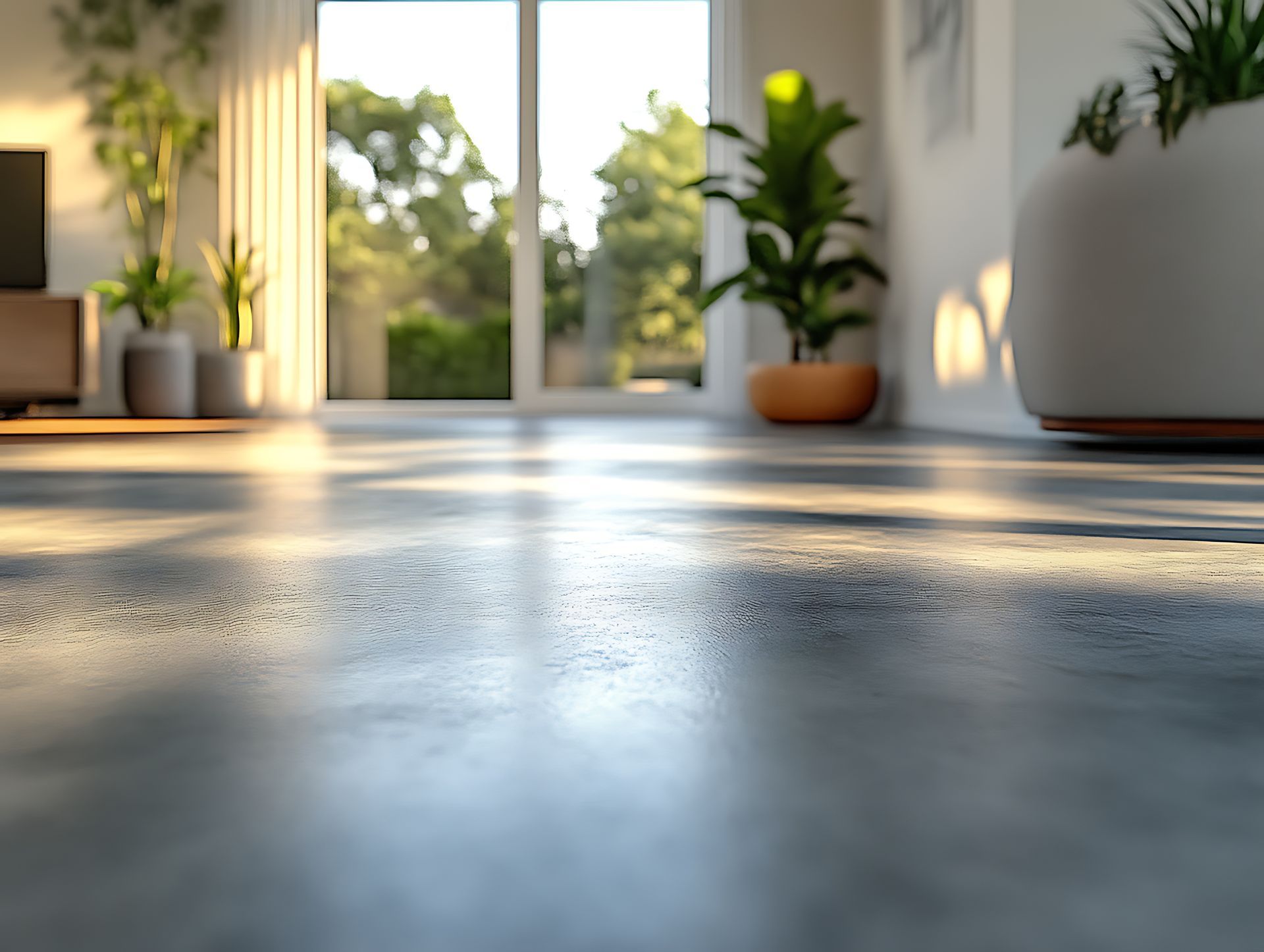 Sol en béton ciré dans un salon