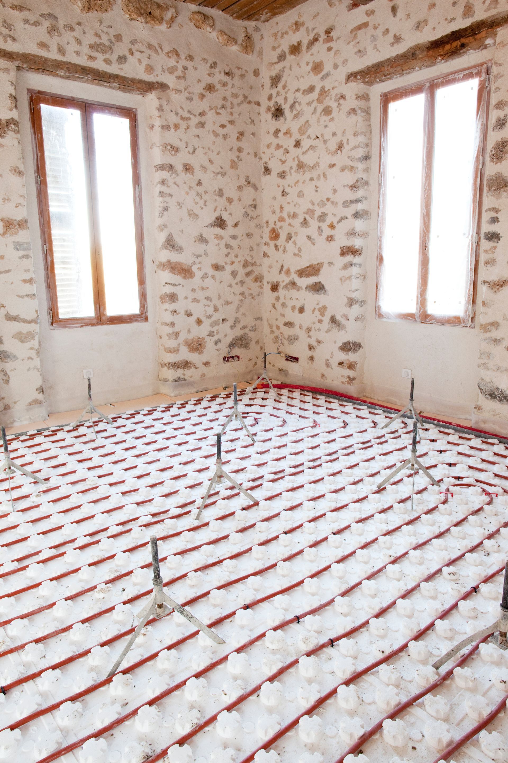 Sol chauffant attente de coulage chape