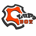Logotipo naranja y gris con forma de engranaje que dice &ldquo;LUPS BOX&rdquo; sobre un fondo blanco.