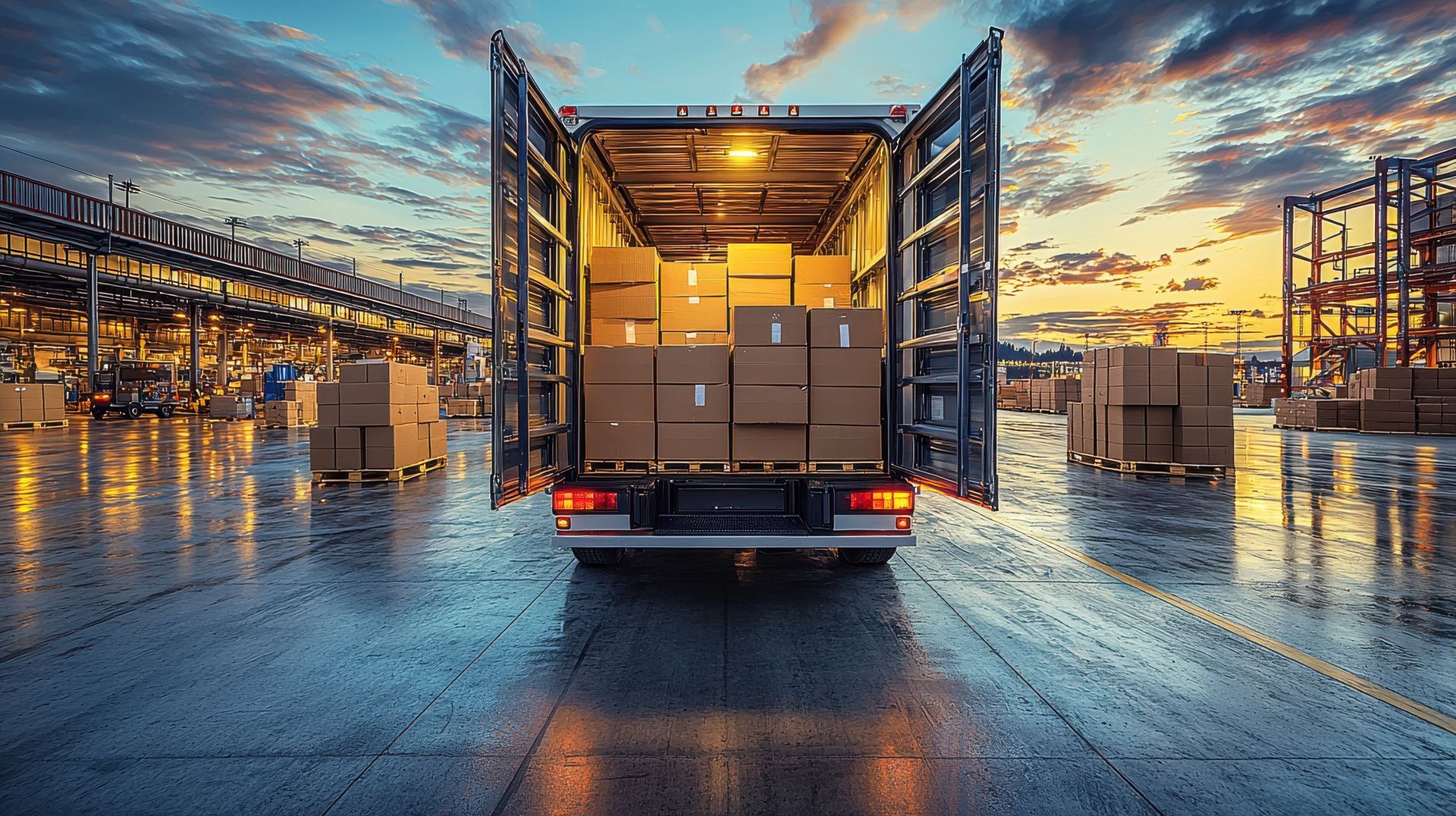 Camion chargé de cartons