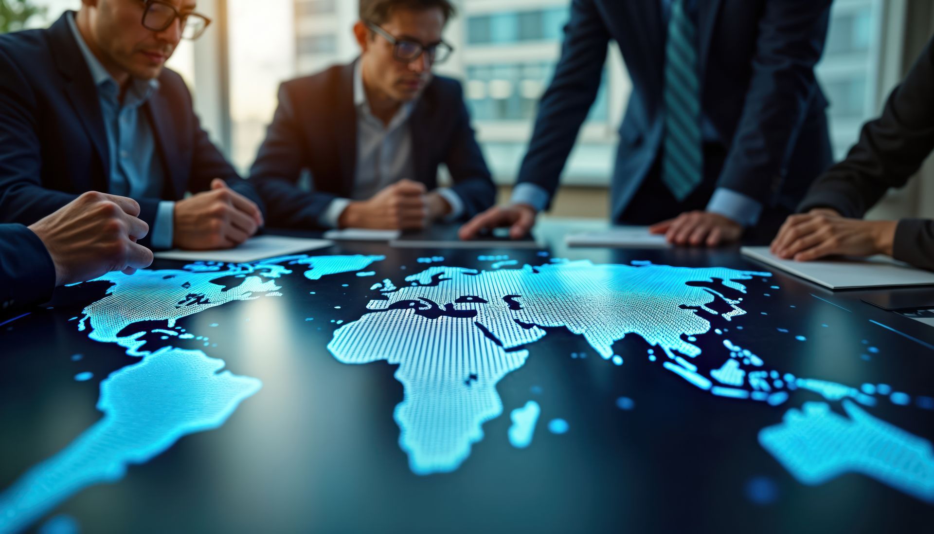 Carte mondiale sur une table de réunion