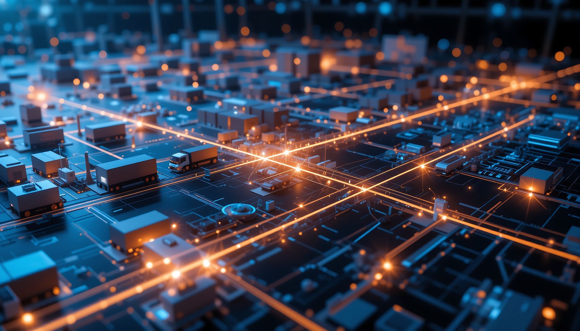 Visuel abstrait de flux logistiques