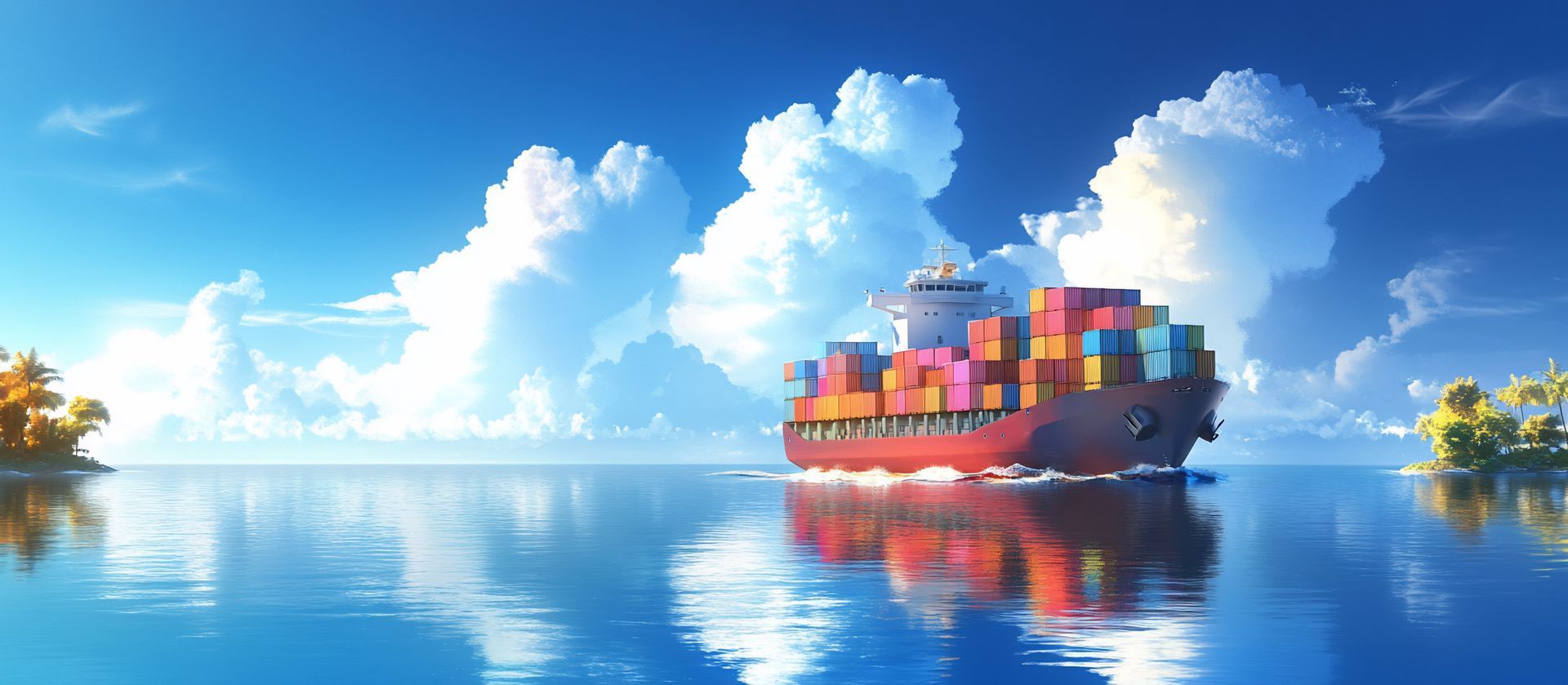 Cargo proche d'une île