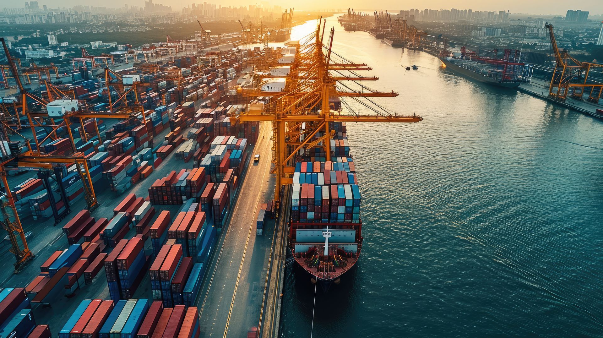 Un cargo dans un port