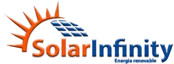 Logotipo de SolarInfinity con un gráfico de sol y paneles solares, y el texto "Energia renovable".