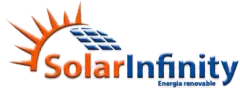 Logotipo de SolarInfinity con un gr&aacute;fico de sol y paneles solares, y el texto "Energia renovable".