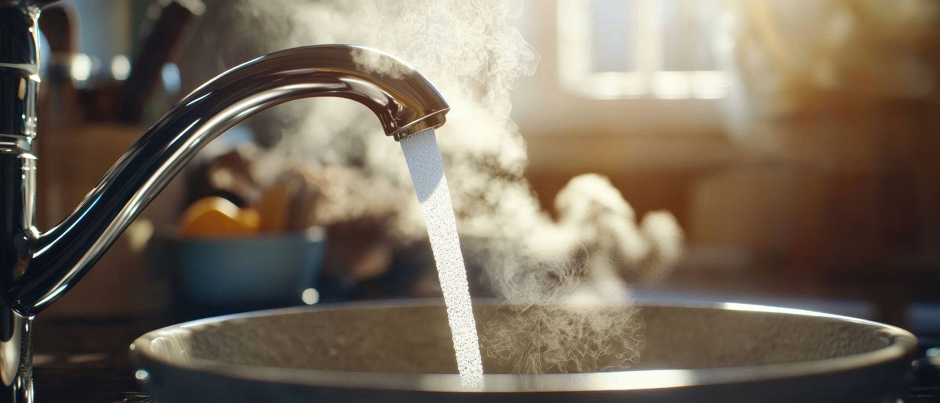 Un lavabo avec de l'eau chaude