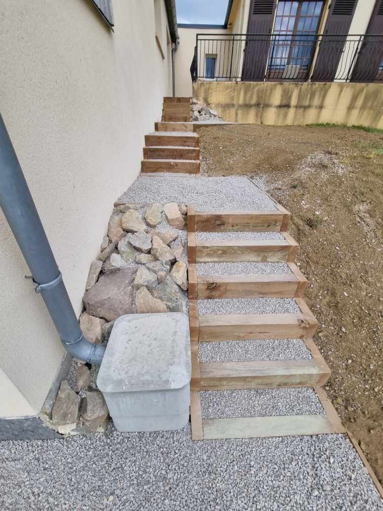 Petit escalié collé à une maison