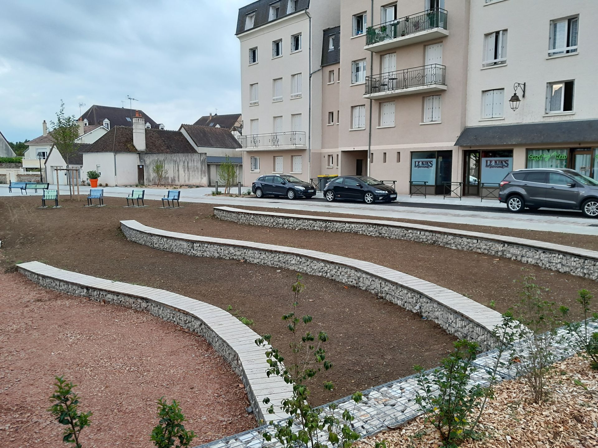 Pose de gabions pour emmarchement