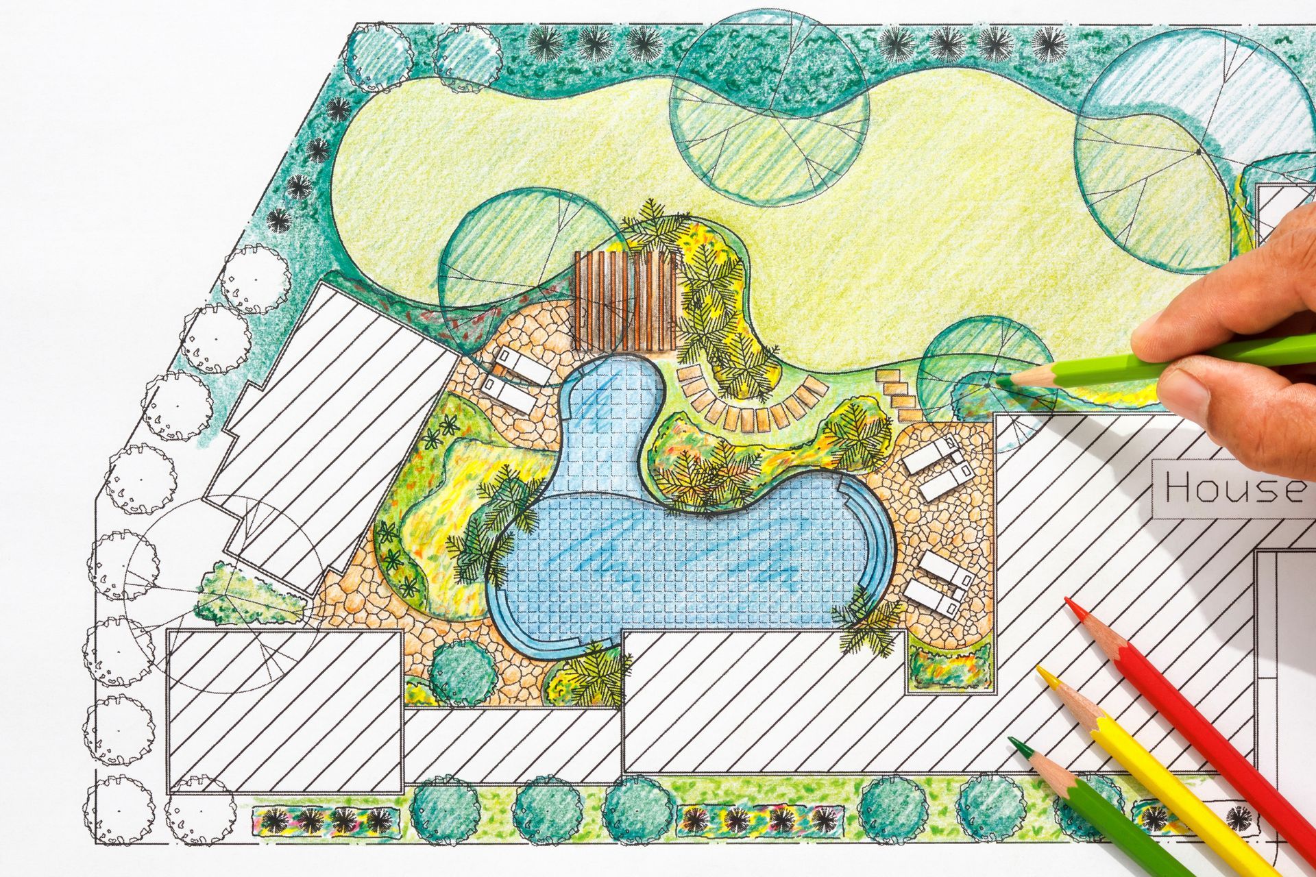 Plan d'un jardin vu de dessus