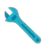 Una llave inglesa azul sobre un fondo blanco.