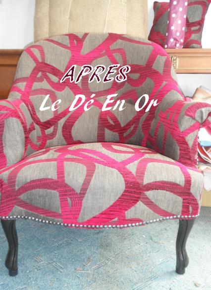 Le Dé en Or tapissier près de Landerneau, après réfection tissu CASAL.