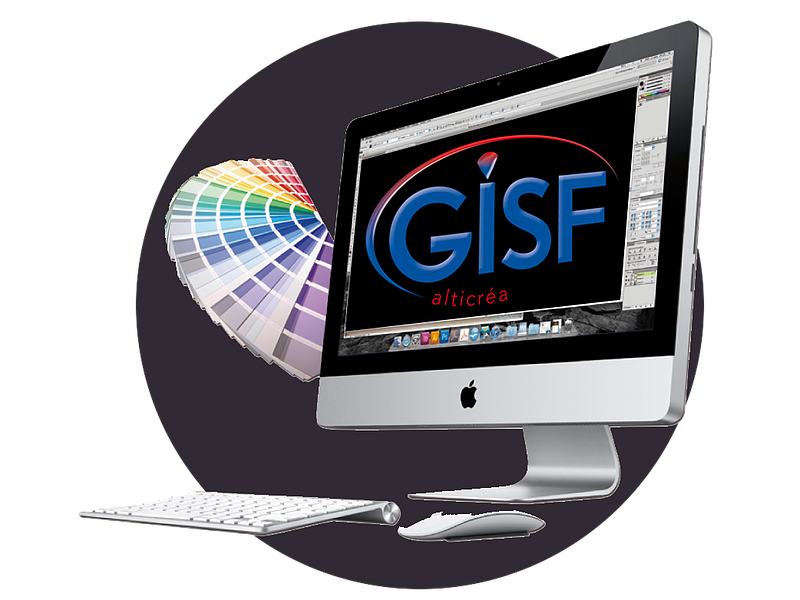 Un ordinateur avec le logo GISF