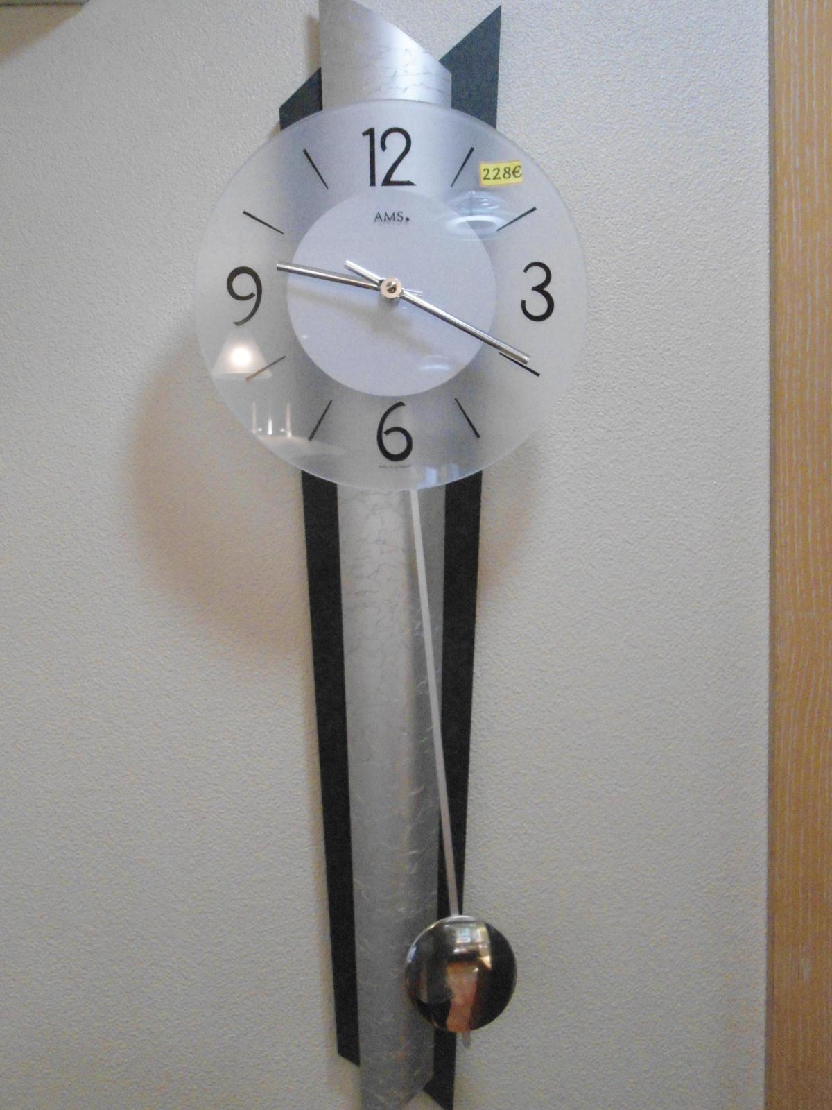 Pendule AMS quartz style alu et ardoise à balancier