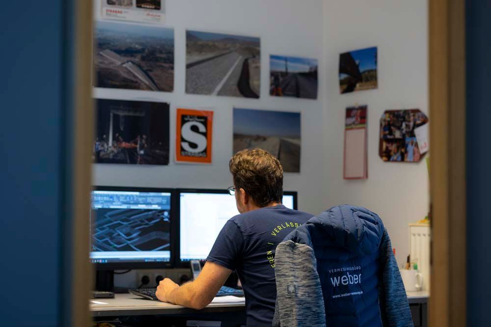 Kollege am Computer von hinten