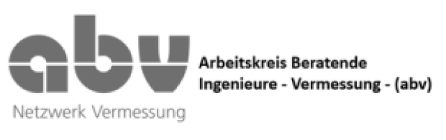 A black and white logo for abv Arbeitskreis beratende Ingenieure Vermessung