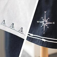 Broderie bateau et boussole