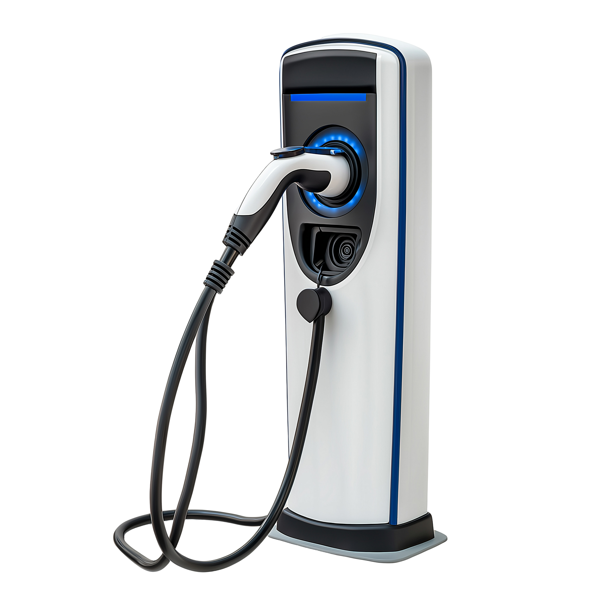 Borne de recharge électrique avec lumières bleues