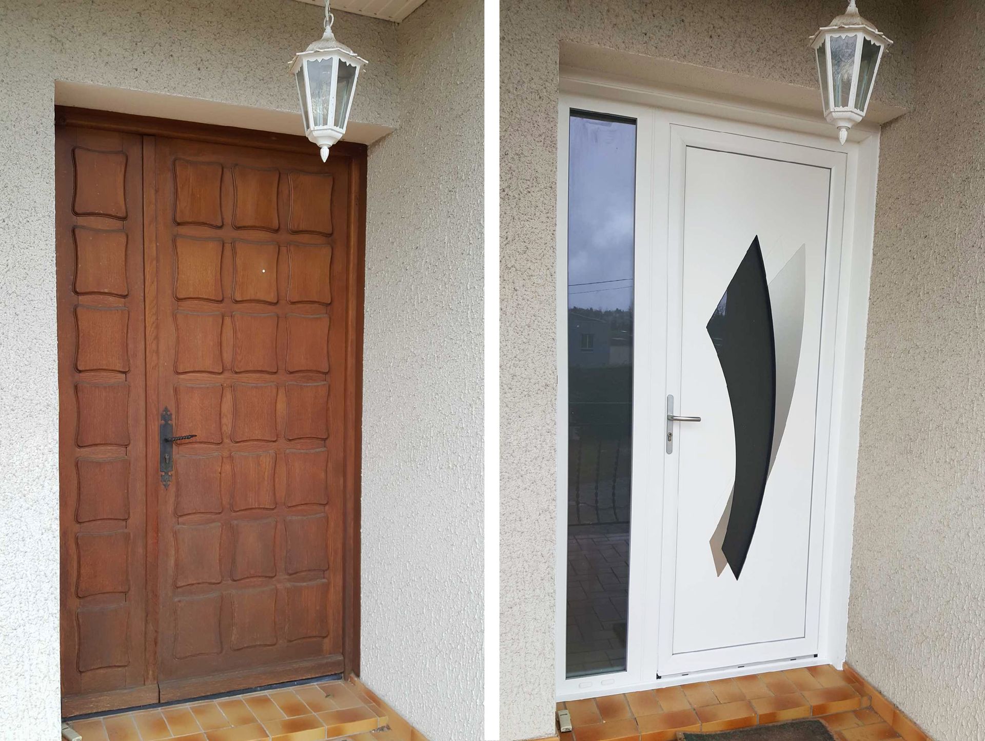 Porte d'entrée avant / après