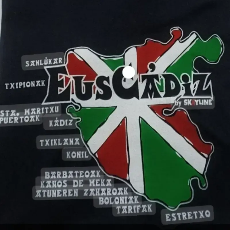 Bandera vasca con la forma de la provincia de Cádiz, con la palabra