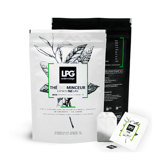 Una bolsa de té GLP está al lado de una bolsa de té.