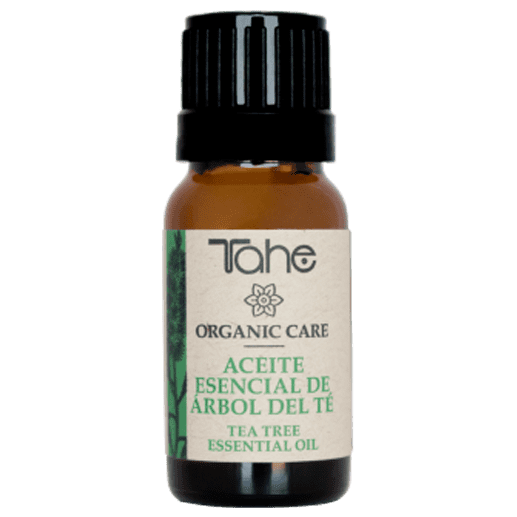 Una botella de aceite esencial de árbol de té Tahe Organic Care