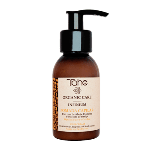 Una botella de pomada capilar Tohe Organic Care.